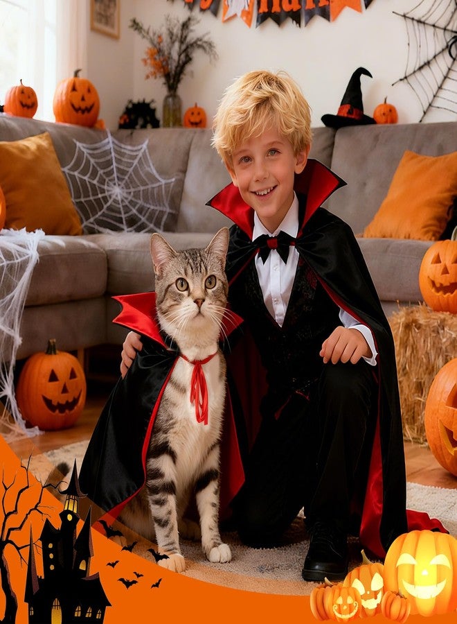 Olanrun Dog Costume - Dog Halloween Costumes Vampire Cloak, Wizard Outfit, Witch Cosplay Apparel Cape - Funny Party Dress Up Halloween Pet Costumes for Small Dogs, Cats (Black Red) - Image 5